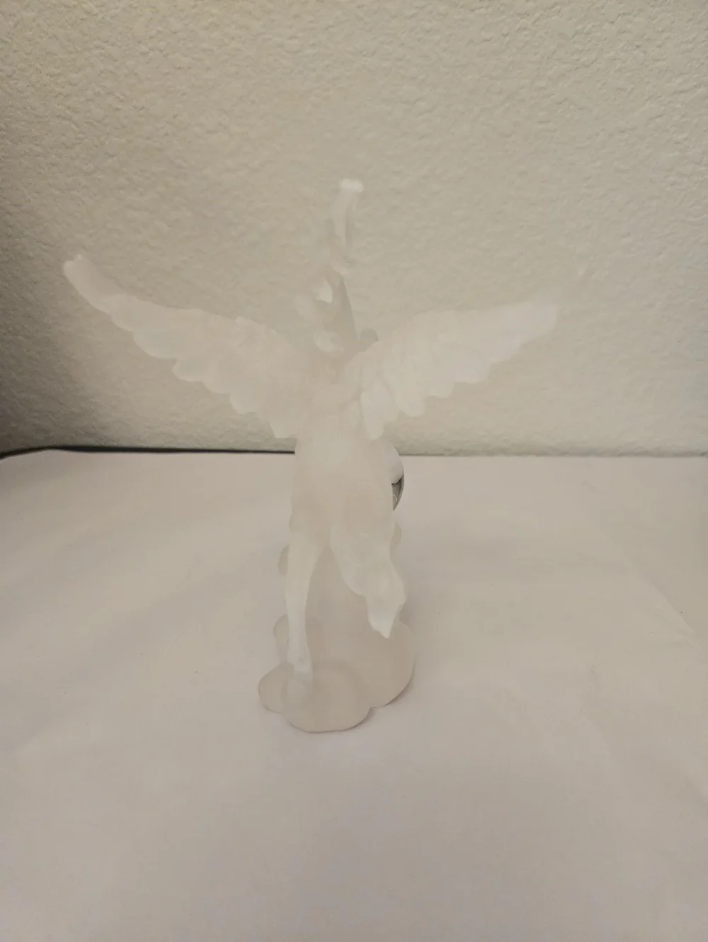 Longarch Vintage Frosted Lucite Pegasus With Glass Ball Sculpture Mystical Horse